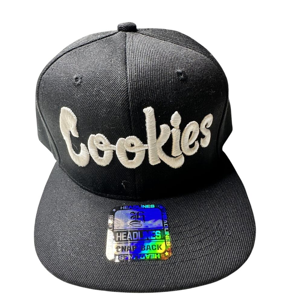 Headlines Cookies Embroidered Logo Snapback Black/White Men's Hat NEW